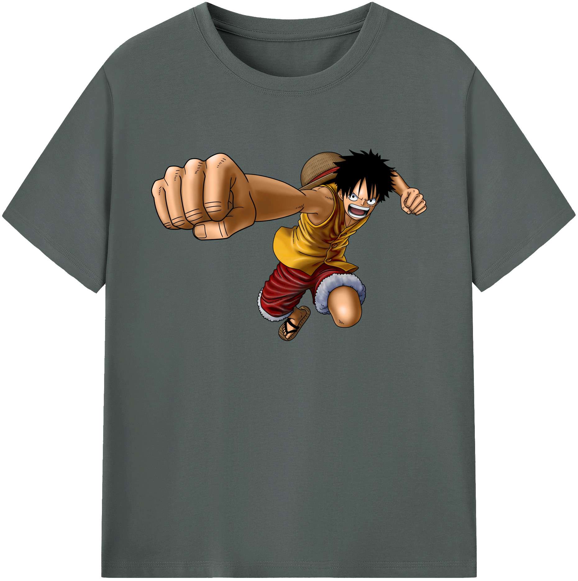 ワンピース モンキー・D・ルフィ ONE PIECE Monkey D. Luffy 綿100％ メンズ半袖Tシャツ｜肌触りやわらか＆通気性